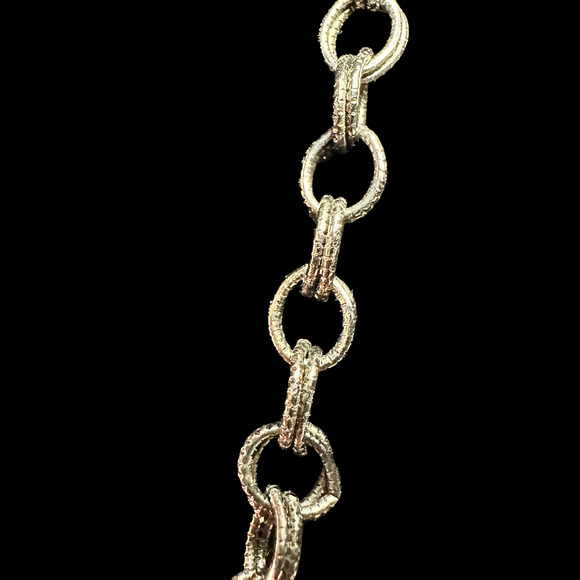 Neat Amber Glass Charm Necklace See each set of Beads...Unusual Chain, too. - Picture 5 of 5